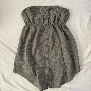 y2k straplesss button up mini dress